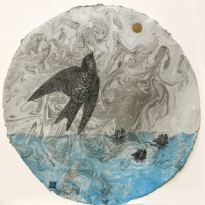 Swallow and Boats at Sea