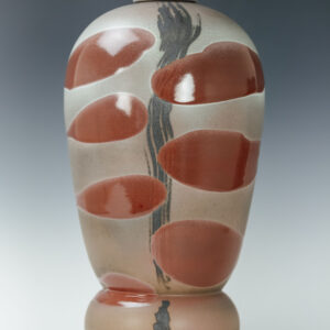 Pink and Copper Red Lidded Jar