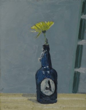 Yellow Flower in Blue Bottle, #1754 by Matt Chinian